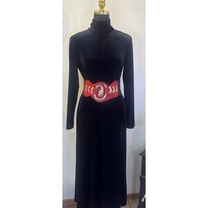 Vintage Long Black Velvet Dress Witchy Gothic Minimalist Glam Timeless Dress